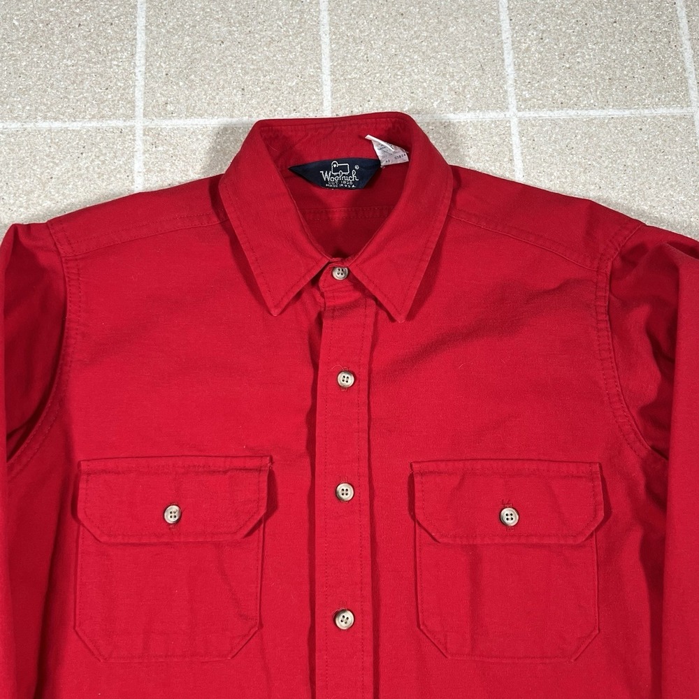 Vintage Woolrich Men's Shirt Red L Chamois Flannel Button Down Long Sleeve USA - Picture 2 of 7